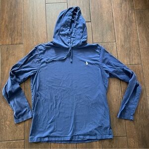 Polo Ralph Lauren Long Sleeve Hooded T Shirt Jersey Old Royal Blue size Medium